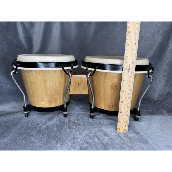 CP Latin Percussion Bongo Drums 6" and 7" Siam Oak Rawhide Heads Natural Finish - Picture 14 of 16